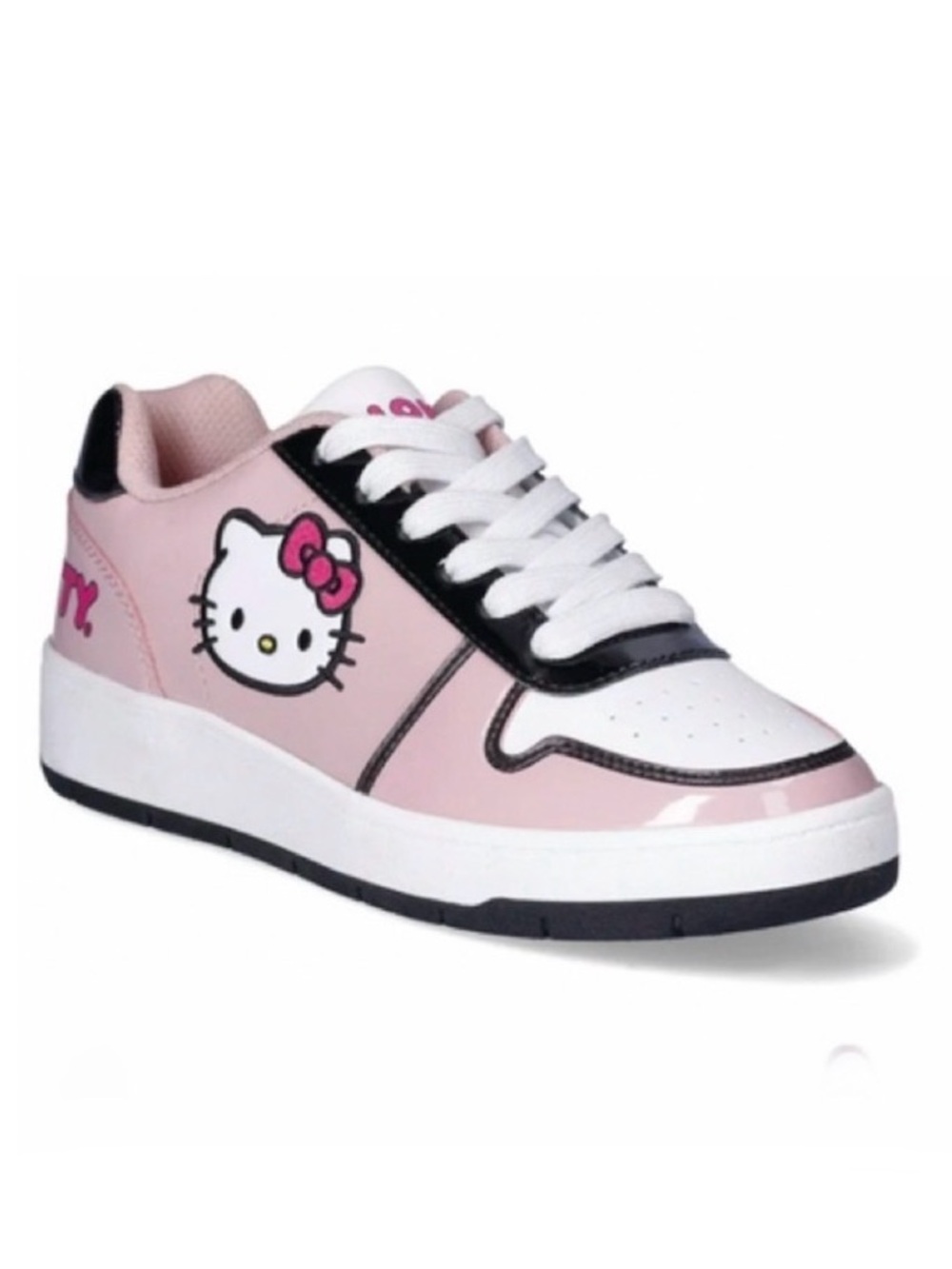 Hello Kitty Women’s Pink, White, And Black Casual Court Sneakers Size 9